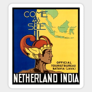 Vintage Travel Poster India - Come and See Netherland India Sticker